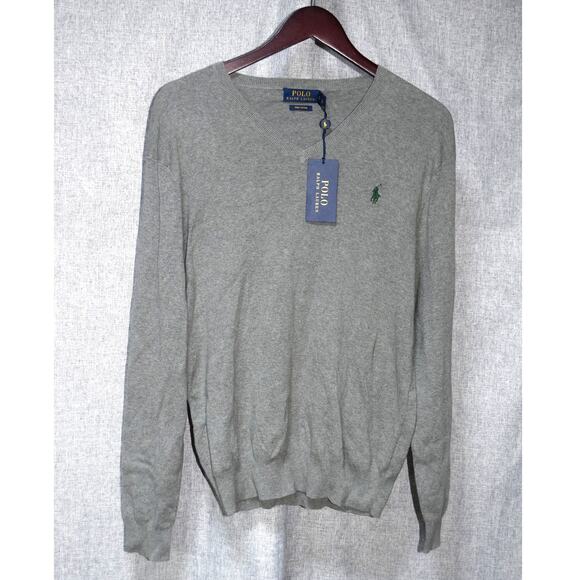 Ralph Lauren Other - Polo Ralph Lauren Gray Pima Cotton V-Neck Sweater S NWT